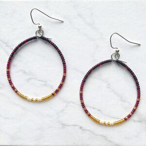 Autumn Gradient Bold Hand Beaded Tear Drop Earrings